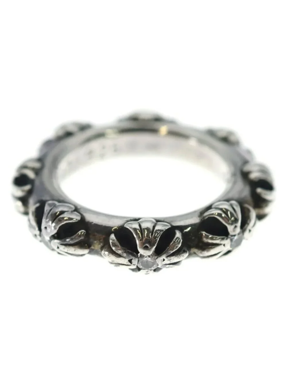 Chrome Hearts Cross Band a Dia Point Diamond Ring Silver